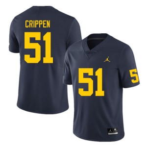 Men Greg Crippen Navy Michigan Wolverines #51 College Football Replica Jerseys