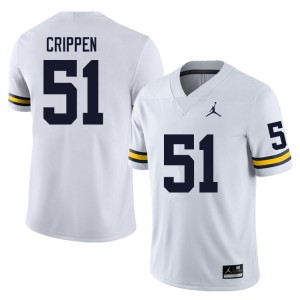 Men Greg Crippen White Michigan Wolverines #51 College Football Official Jerseys