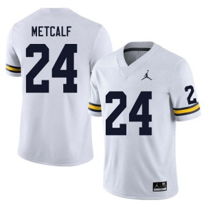 Men Tevis Metcalf White Michigan Wolverines #24 College Football Alumni Jersey