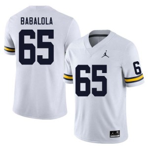 Men Andrew Babalola White Michigan Wolverines #65 College Football Stitched Jersey