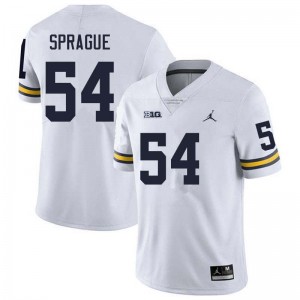 Men Andrew Sprague White Michigan Wolverines #54 College Football Embroidery Jersey