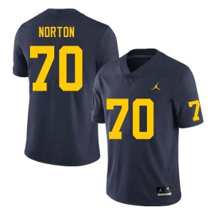 Men Brady Norton Navy Michigan Wolverines #70 College Football NCAA Jersey