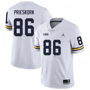 Men Brady Prieskorn White Michigan Wolverines #86 College Football Stitched Jersey