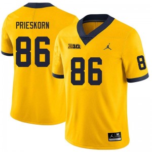 Men Brady Prieskorn Yellow Michigan Wolverines #86 College Football Stitched Jerseys