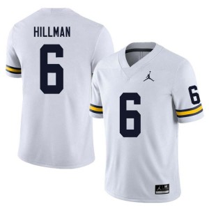 Men Brandyn Hillman White Michigan Wolverines #6 College Football Replica Jersey