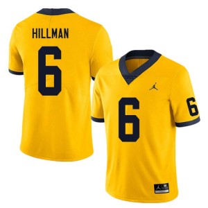 Men Brandyn Hillman Yellow Michigan Wolverines #6 College Football High School Jerseys