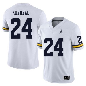 Men Bryson Kuzdzal White Michigan Wolverines #24 College Football Game Jersey