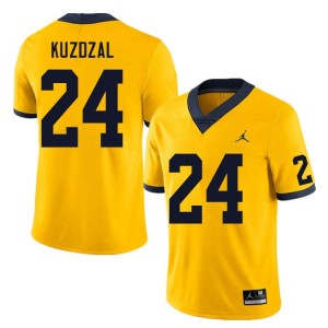 Men Bryson Kuzdzal Yellow Michigan Wolverines #24 College Football Replica Jerseys