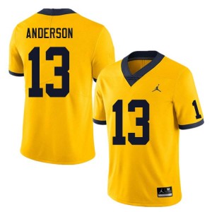 Men Caleb Anderson Yellow Michigan Wolverines #13 College Football Alumni Jersey