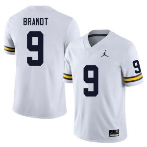 Men Cameron Brandt White Michigan Wolverines #9 College Football Stitched Jerseys
