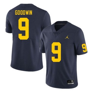 Men Channing Goodwin Navy Michigan Wolverines #9 College Football Replica Jersey