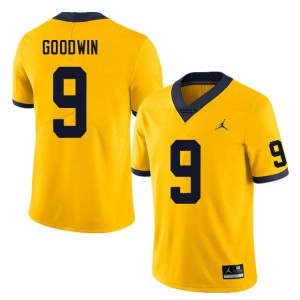 Men Channing Goodwin Yellow Michigan Wolverines #9 College Football Embroidery Jerseys