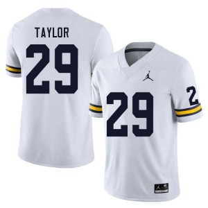 Men Chase Taylor White Michigan Wolverines #29 College Football Alumni Jerseys