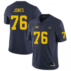 Men Connor Jones Navy Michigan Wolverines #76 College Football High School Jerseys