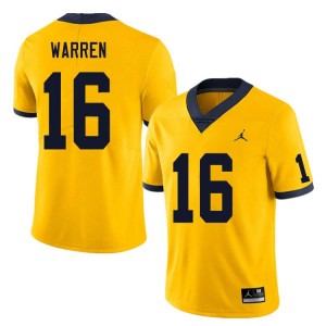 Men Davis Warren Yellow Michigan Wolverines #16 College Football Alumni Jerseys