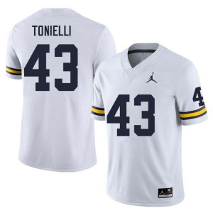 Men Deakon Tonielli White Michigan Wolverines #43 College Football 2025 Jersey