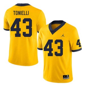 Men Deakon Tonielli Yellow Michigan Wolverines #43 College Football University Jersey