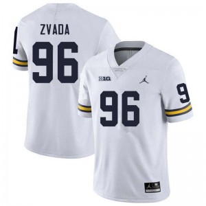 Men Dominic Zvada White Michigan Wolverines #96 College Football NCAA Jersey