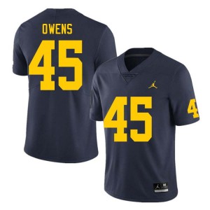Men Eli Owens Navy Michigan Wolverines #45 College Football Official Jersey