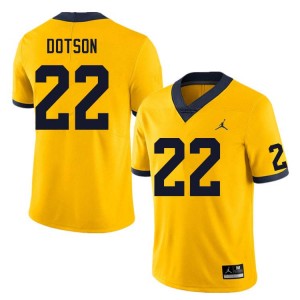 Men Elijah Dotson Yellow Michigan Wolverines #22 College Football 2025-26 Jersey