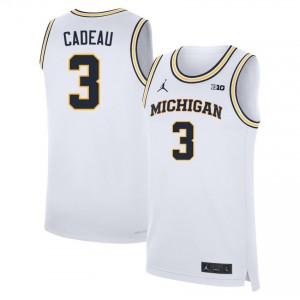 Men Elliot Cadeau White Michigan #3 Embroidery Jerseys