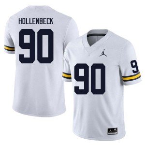 Men Hudson Hollenbeck White Michigan Wolverines #90 College Football Game Jersey