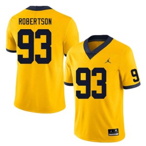 Men Hunter Robertson Yellow Michigan Wolverines #93 College Football University Jerseys