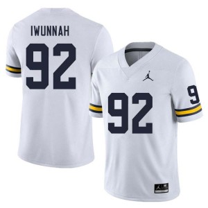 Men Ike Iwunnah White Michigan Wolverines #92 College Football Official Jerseys