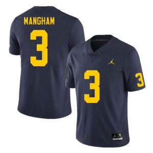 Men Jaden Mangham Navy Michigan Wolverines #3 College Football Game Jerseys