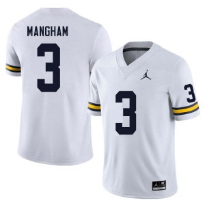 Men Jaden Mangham White Michigan Wolverines #3 College Football Replica Jersey