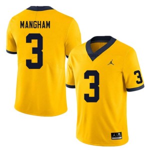 Men Jaden Mangham Yellow Michigan Wolverines #3 College Football High School Jerseys