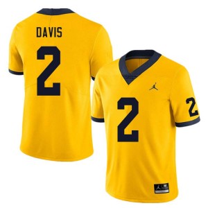 Men Jadyn Davis Yellow Michigan Wolverines #2 College Football Stitched Jerseys