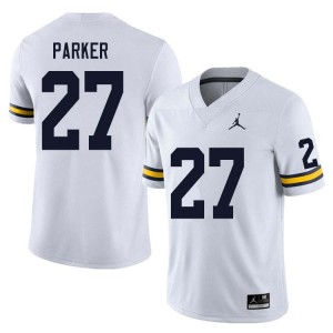 Men Jasper Parker White Michigan Wolverines #27 College Football Stitched Jersey