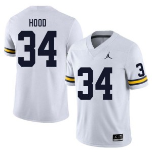 Men Jaydon Hood White Michigan Wolverines #34 College Football High School Jersey