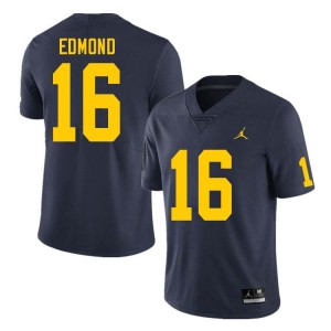 Men Jo'Ziah Edmond Navy Michigan Wolverines #16 College Football 2025 Jersey