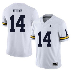 Men Jordan Young White Michigan Wolverines #14 College Football Embroidery Jerseys