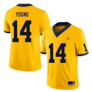 Men Jordan Young Yellow Michigan Wolverines #14 College Football Stitched Jerseys