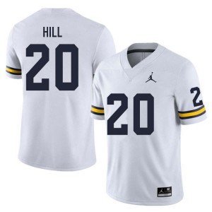 Men Jyaire Hill White Michigan Wolverines #20 College Football Game Jerseys