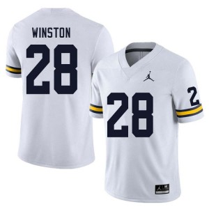 Men Kainoa Winston White Michigan Wolverines #28 College Football University Jerseys