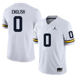 Men Karmello English White Michigan Wolverines #0 College Football Official Jerseys