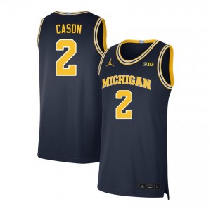 Men L.J. Cason Navy Michigan Wolverines #2 Replica Jersey