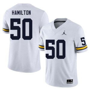 Men Luke Hamilton White Michigan Wolverines #50 College Football Game Jersey