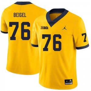 Men Manuel Beigel Yellow Michigan Wolverines #76 College Football Alumni Jerseys
