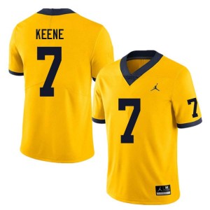 Men Mikey Keene Yellow Michigan Wolverines #7 College Football University Jerseys