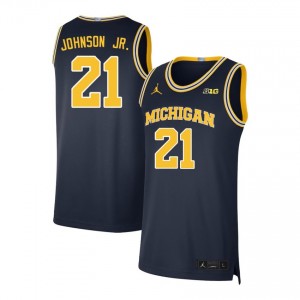 Men Morez Johnson Jr. Navy Wolverines #21 Replica Jerseys