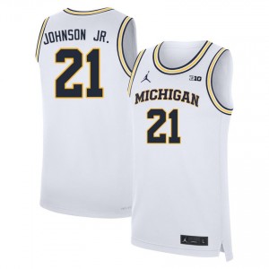 Men Morez Johnson Jr. White Wolverines #21 Game Jersey