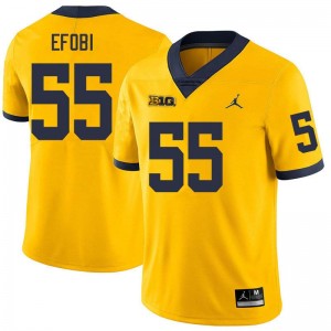 Men Nathan Efobi Yellow Michigan Wolverines #55 College Football Embroidery Jerseys