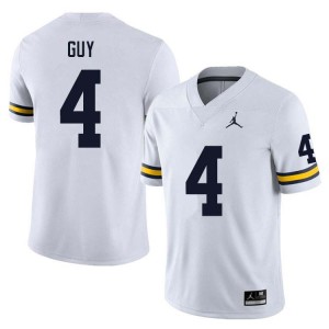 Men TJ Guy White Michigan Wolverines #4 College Football 2025-26 Jersey