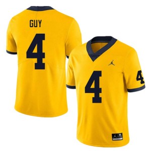 Men TJ Guy Yellow Michigan Wolverines #4 College Football Game Jerseys