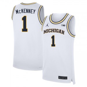 Men Trey McKenney White University of Michigan #1 Game Jerseys